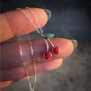 Sterling & Gemstone Cherry Pendant